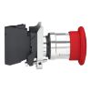 Picture of Emergency stop switching off, Harmony XB4, metal, red mushroom 40mm, 22mm, trigger latching turn to release, 1NC with monitoring