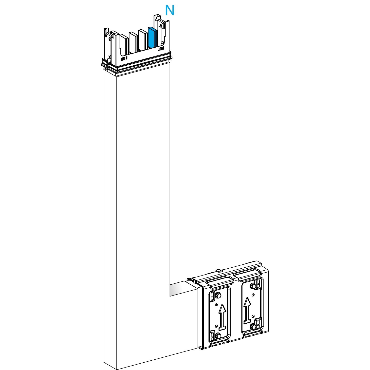 Picture of Elbow, Canalis KSA250, aluminium, 100/160/250A, side B made to measure, to go upward, 3L+N+PE, white RAL9001