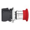 Picture of Emergency stop switching off, Harmony XB4, metal, red mushroom 40mm, 22mm, trigger latching turn to release, 2NC with monitoring