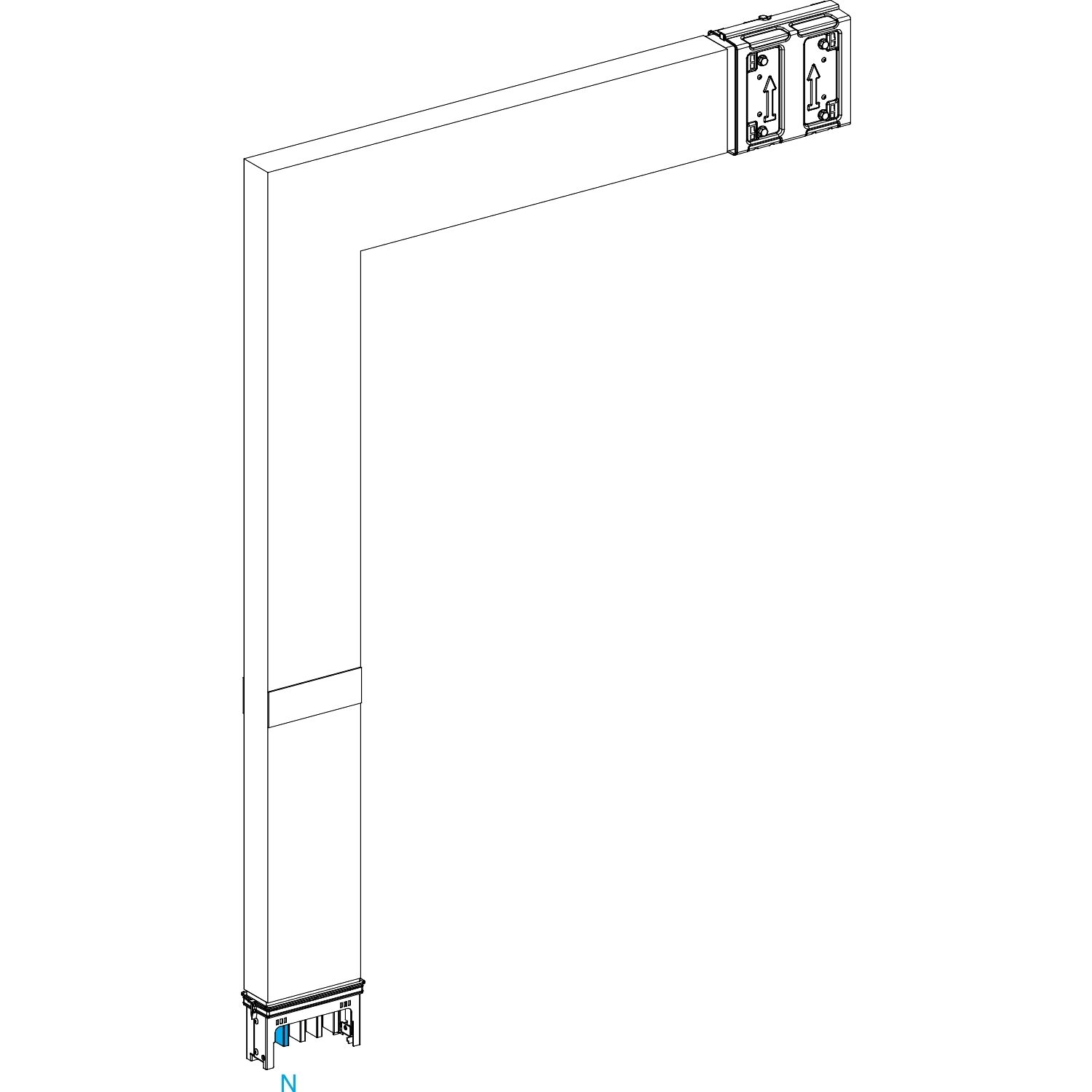 Picture of Elbow, Canalis KSA250, Alu, 100/160/250A, sides A/B made to measure, 1 fire barrier, to go downward, 3L+N+PE, RAL9001