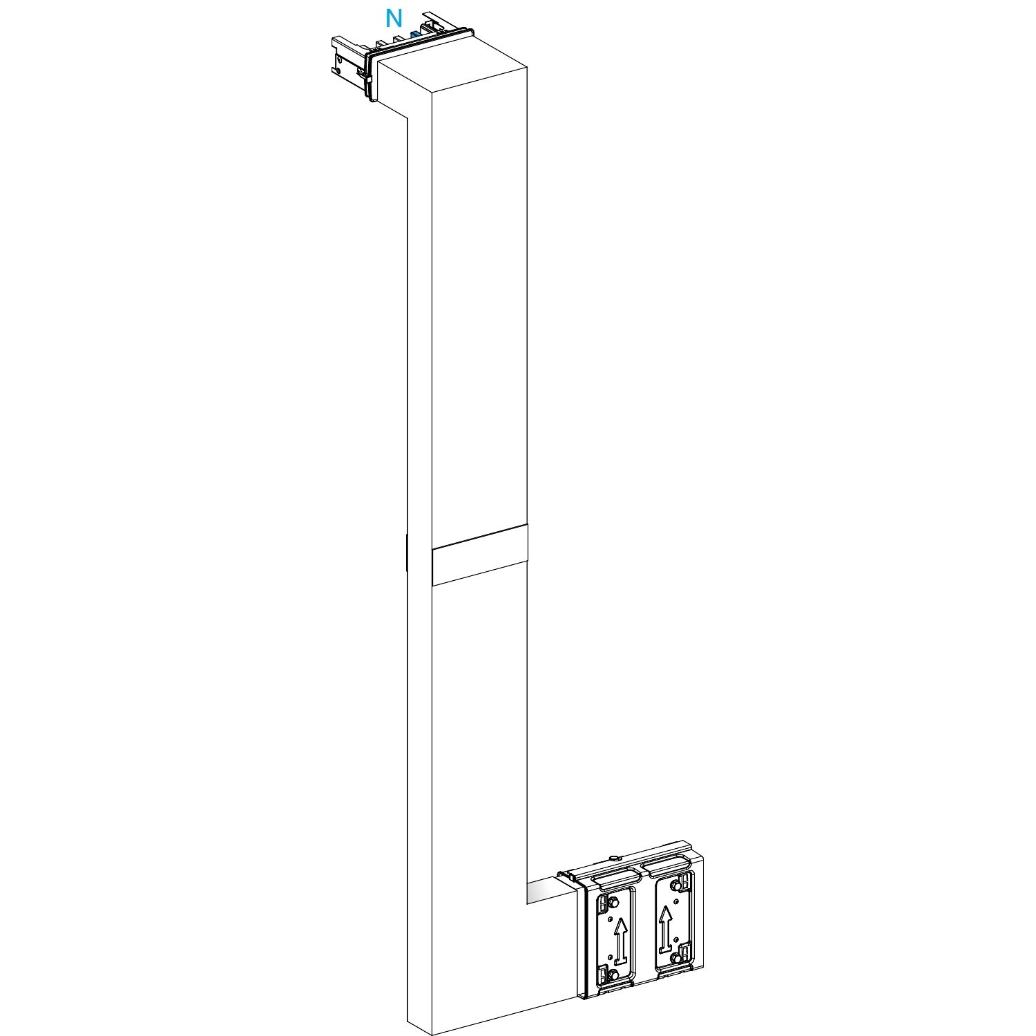 Picture of Multiple, Canalis KSA250, Alu, 100/160/250A, side B made to measure, fire barrier, upward then turns right, RAL9001