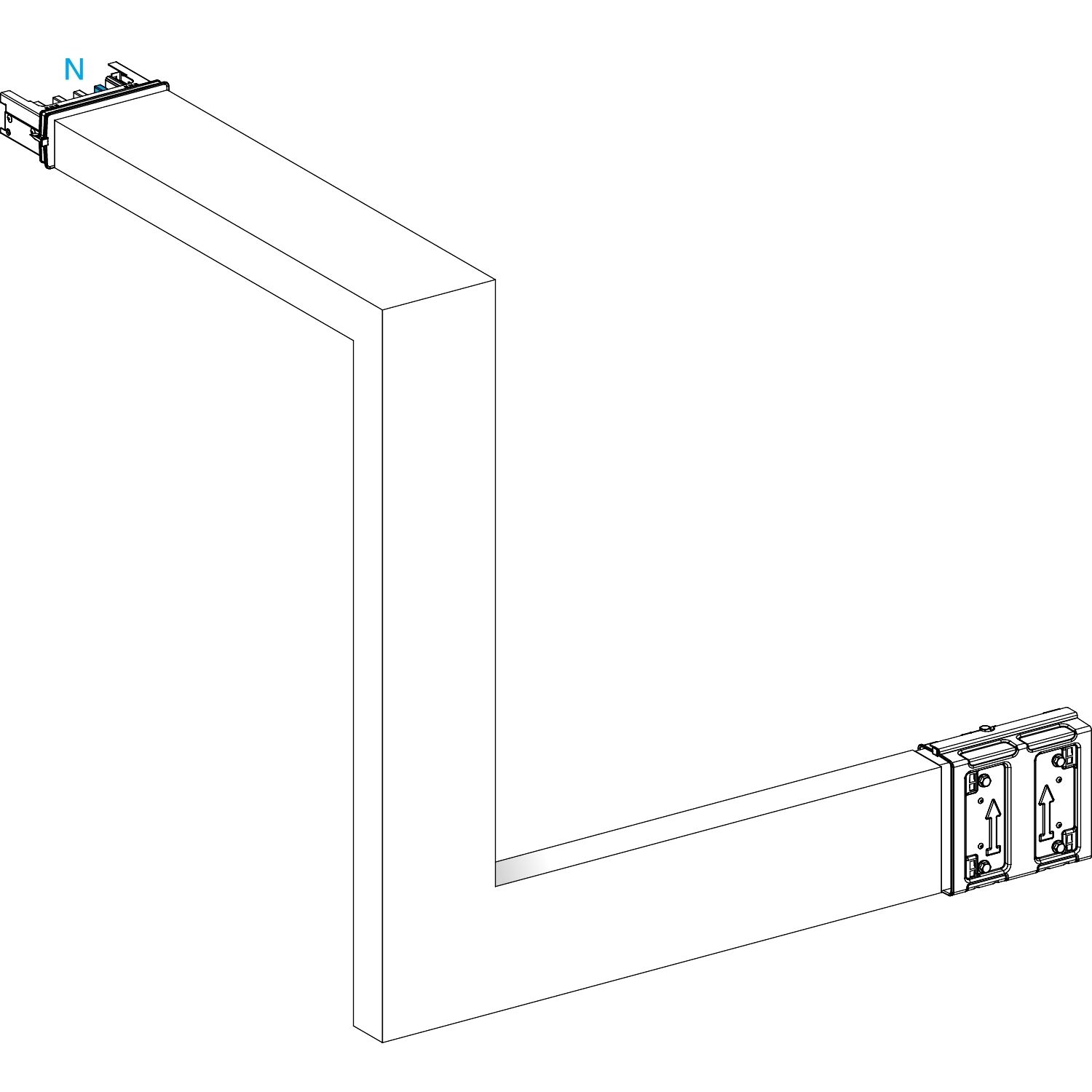 Picture of Multiple, Canalis KSA250, aluminium, 100/160/250A, all sides made to measure, upward then turns right, 3L+N+PE, RAL9001