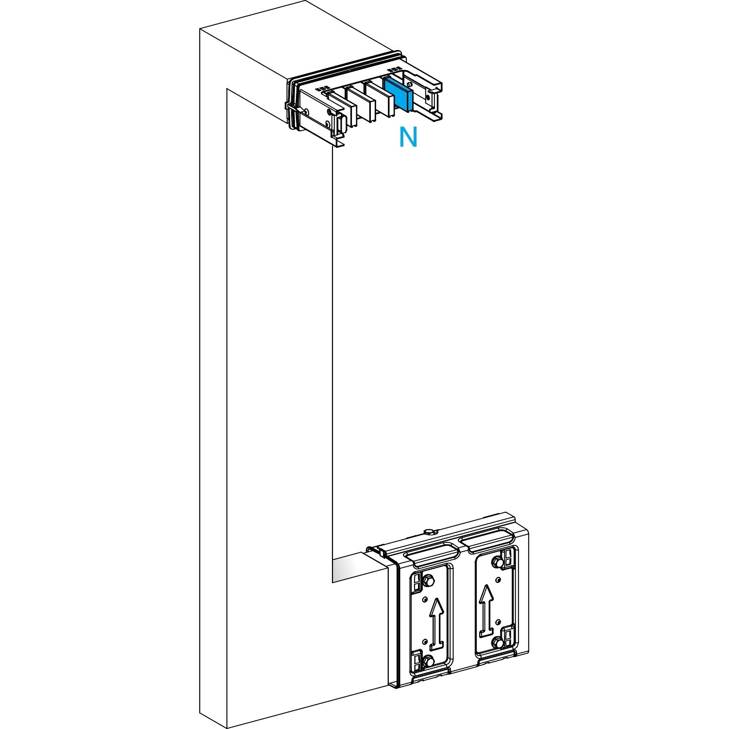 Picture of Multiple, Canalis KSA250, aluminium, 100/160/250A, side B made to measure, upward then turns left, 3L+N+PE, RAL9001