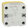 Picture of Control station, Harmony XALK, plastic, yellow lid, 1 red mushroom push button 40mm, turn to release, 1NC with monitoring, unmarked