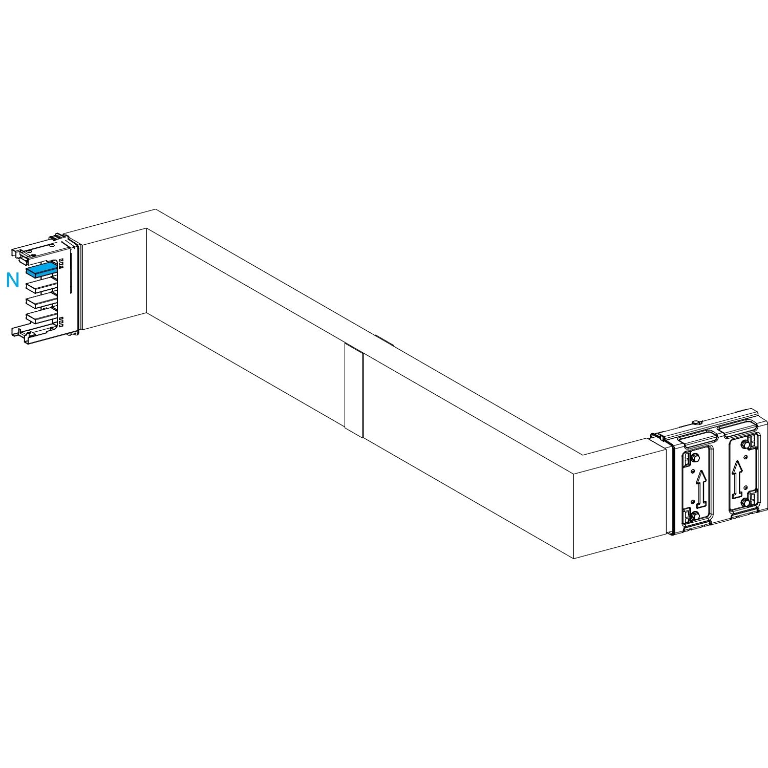 Picture of Zed, Canalis KSA250, Alu, 100/160/250A, side B made to measure with fire barrier, turns right then left, 3L+N+PE,RAL9001