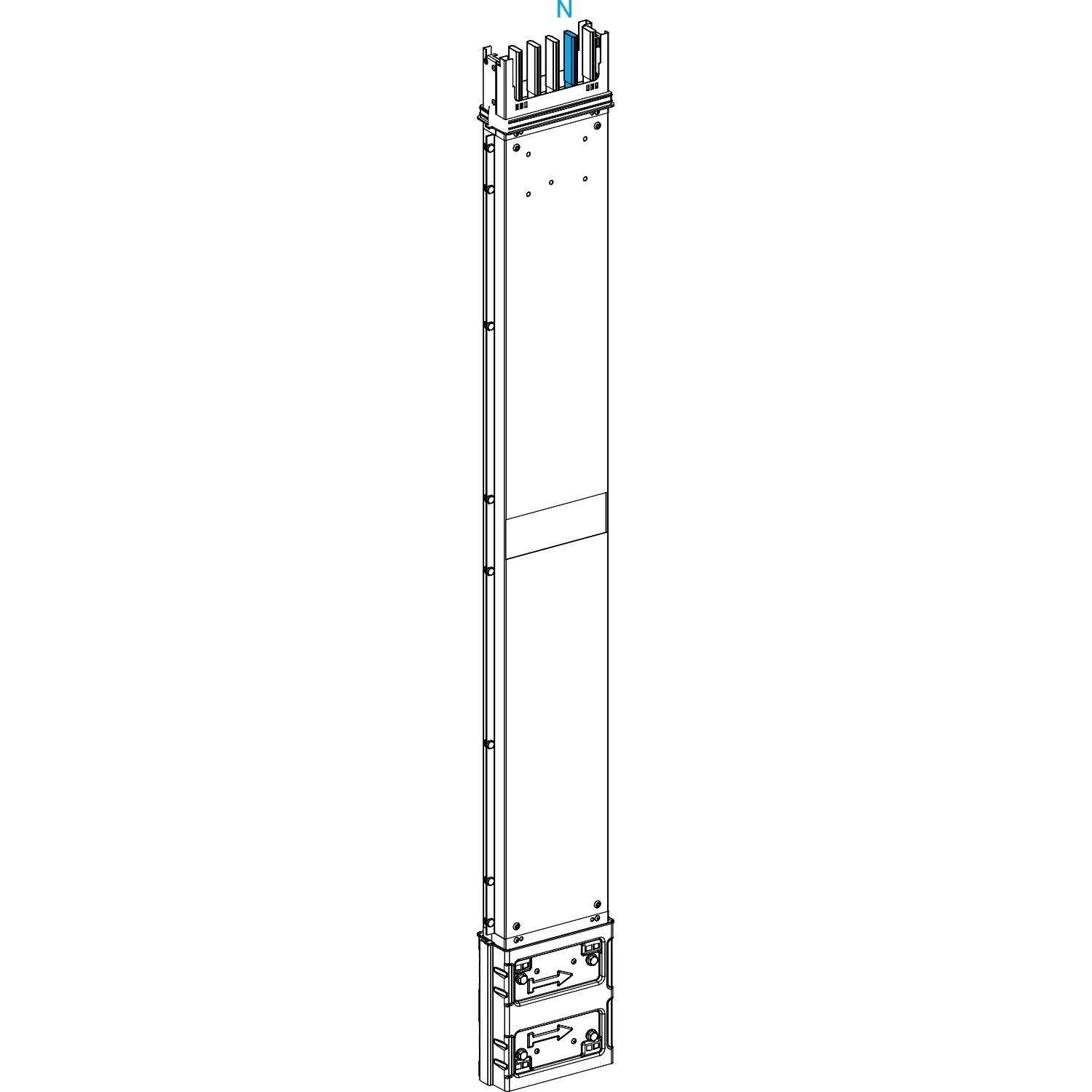 Picture of Vertical transport length, Canalis KSA400, aluminium, 400A, fire barrier, made to measure 0.8-1.9m, 3L+N+PE, RAL9001