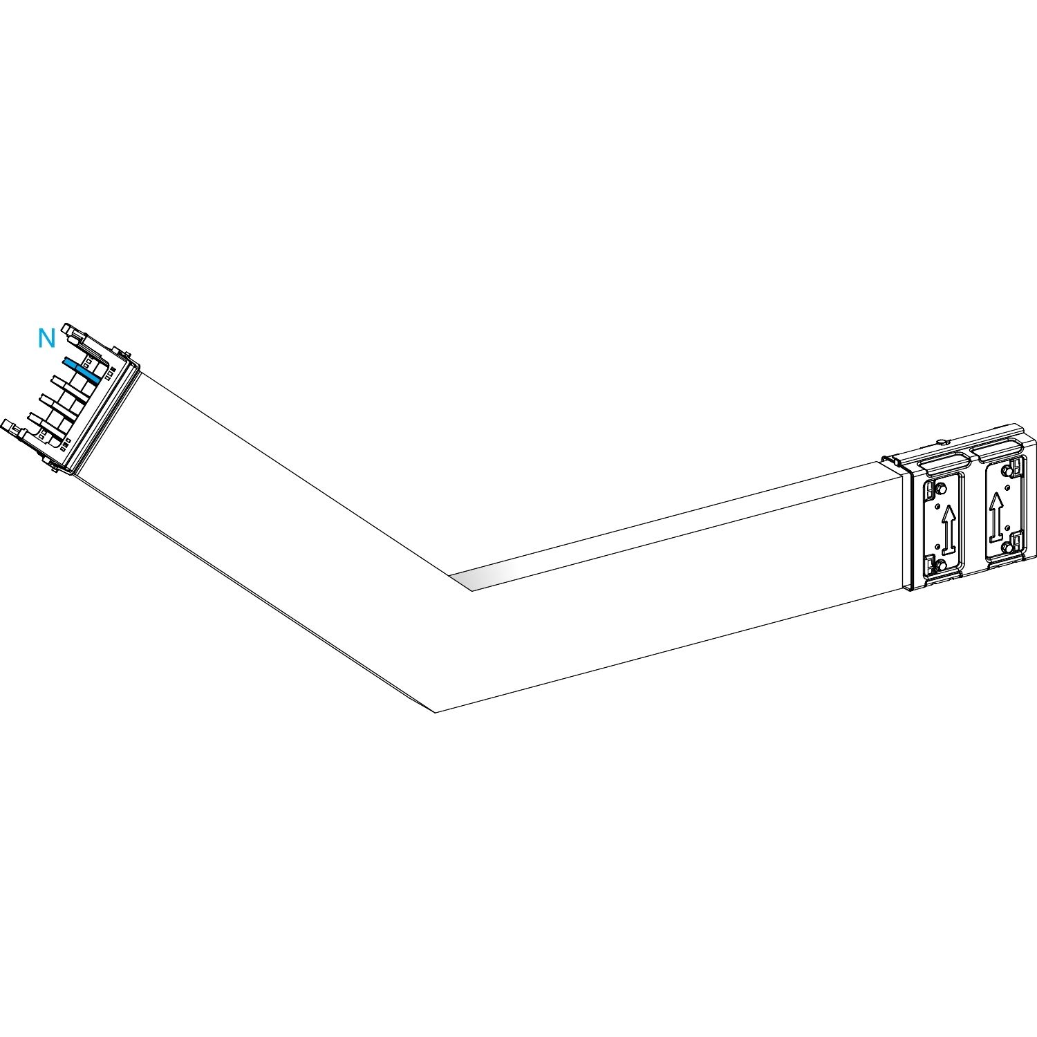 Picture of Elbow, Canalis KSA400, aluminium, 400A, sides A/B made to measure, to go upward, special angle, 3L+N+PE, RAL9001