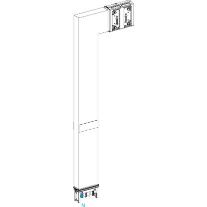 Picture of Elbow, Canalis KSA400, aluminium, 400A, side B made to measure with fire barrier, to go downward, 3L+N+PE, white RAL9001