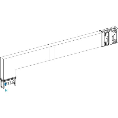 Picture of Elbow, Canalis KSA400, aluminium, 400A, side A made to measure with fire barrier, to go downward, 3L+N+PE, white RAL9001