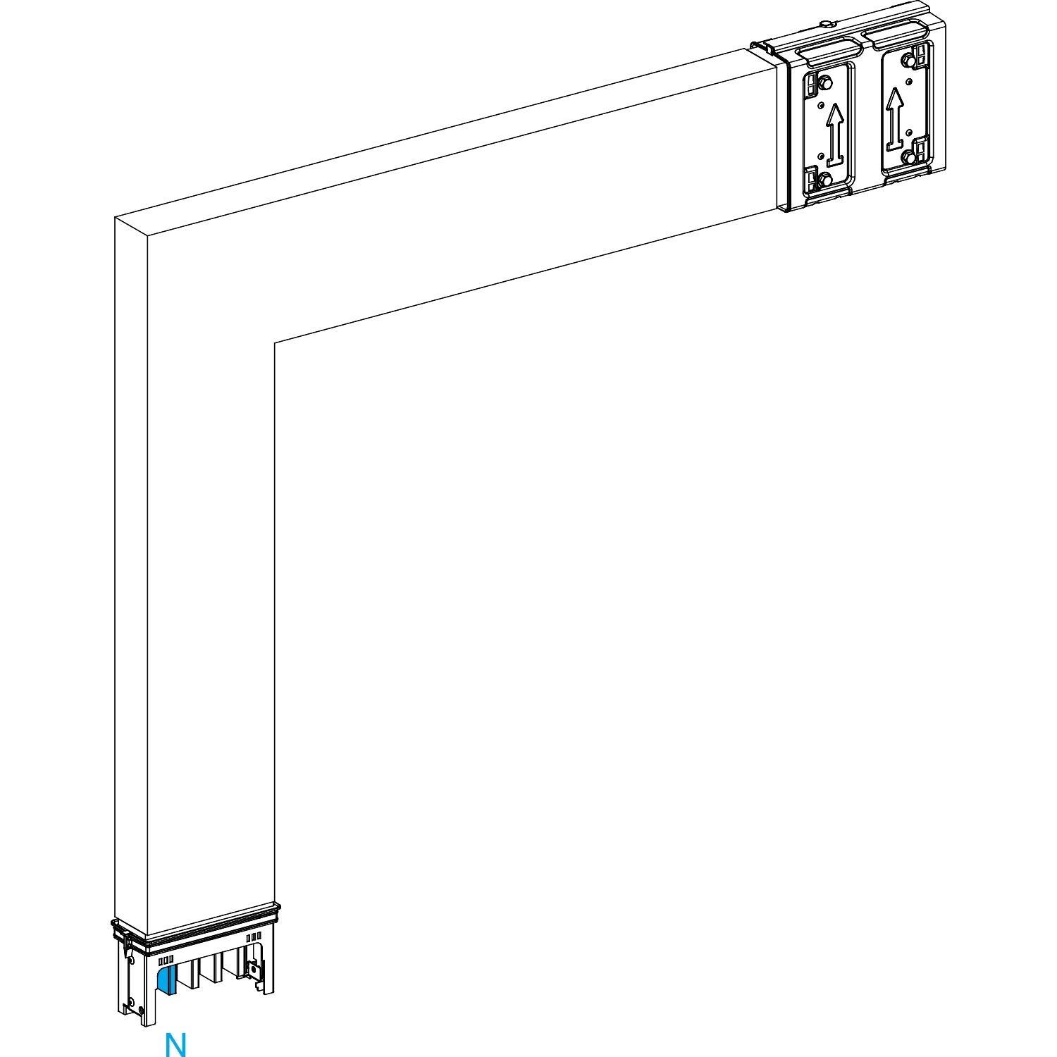 Picture of Elbow, Canalis KSA400, aluminium, 400A, sides A/B made to measure, to go downward, 3L+N+PE, white RAL9001
