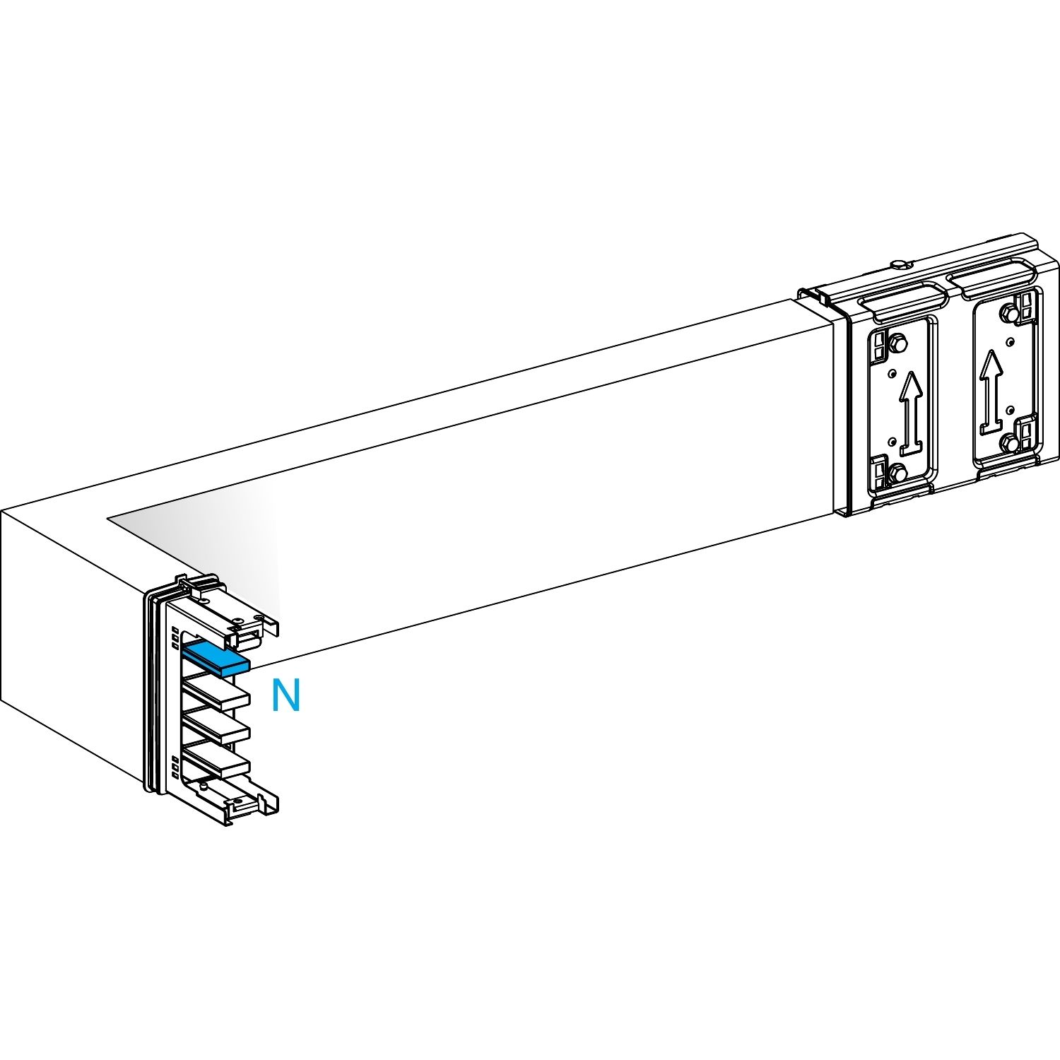 Picture of Elbow, Canalis KSA400, aluminium, 400A, side A made to measure, turns left, 3L+N+PE, white RAL9001