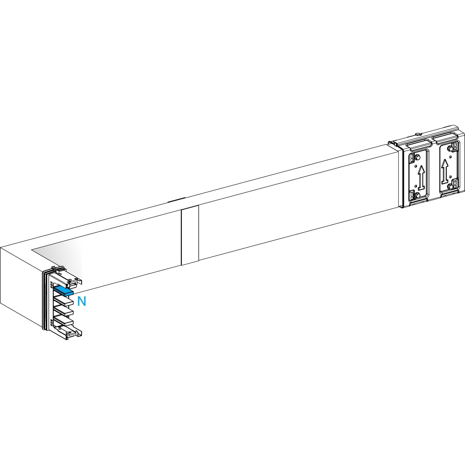Picture of Elbow, Canalis KSA400, aluminium, 400A, side A made to measure with fire barrier, turns left, 3L+N+PE, white RAL9001