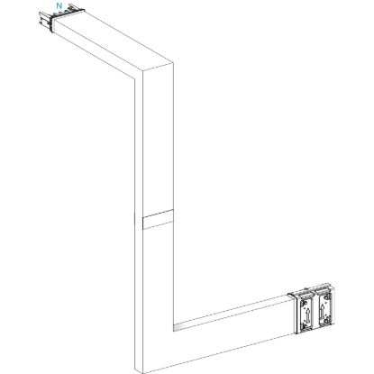 Picture of Multiple, Canalis KSA400, aluminium, 400A, all sides made to measure, 1 fire barrier, upward then turns right, RAL9001