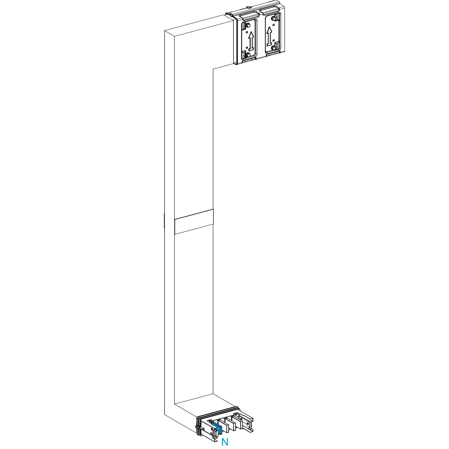 Picture of Multiple, Canalis KSA400, aluminium, 400A, side B made to measure with fire barrier, downward then turns left, RAL9001