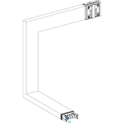 Picture of Multiple, Canalis KSA400, aluminium, 400A, all sides made to measure, downward then turns left, 3L+N+PE, white RAL9001