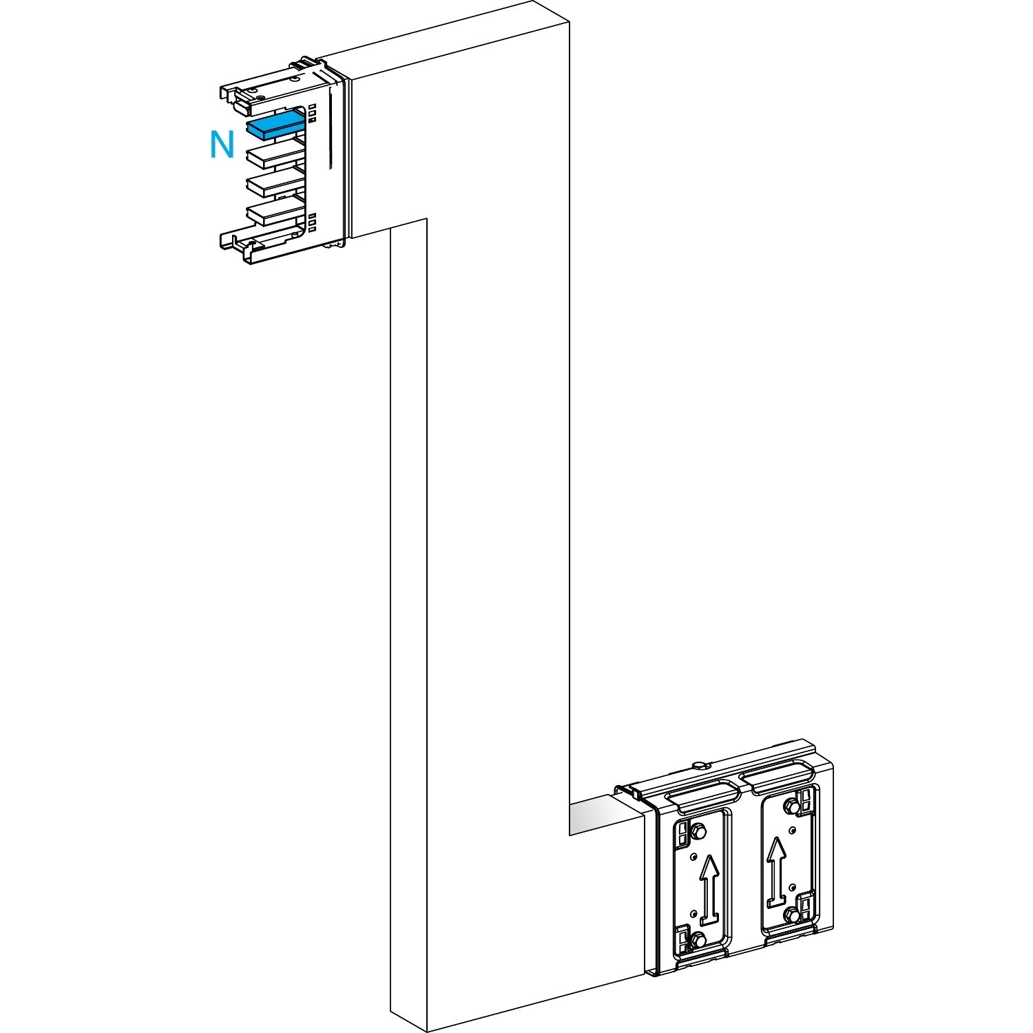 Picture of Zed, Canalis KSA400, aluminium, 400A, side B made to measure, upward/downward, 3L+N+PE, white RAL9001