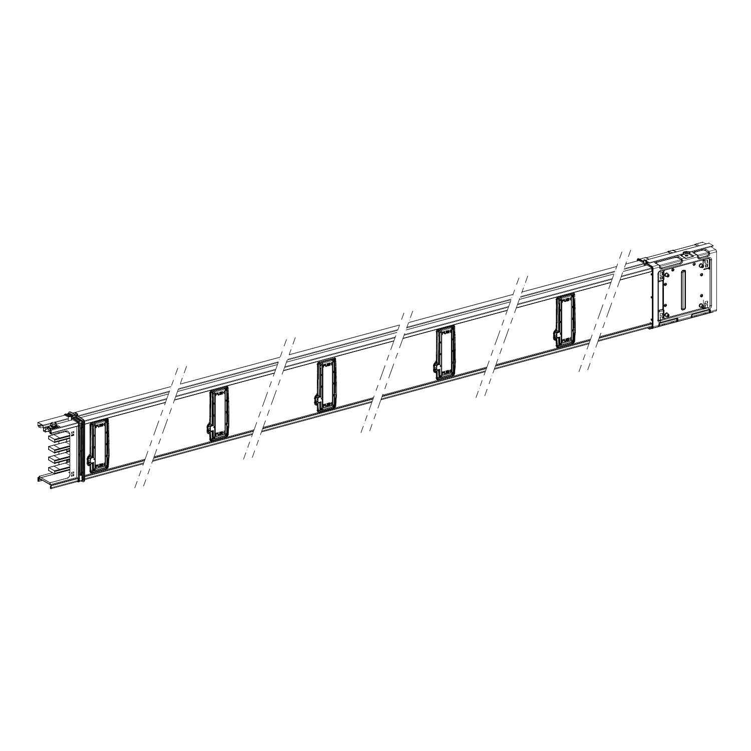 Picture of Horizontal distribution length, Canalis KSA400, aluminium, 400A, fixed length 5m, 10 outlets, 3L+N+PE, white RAL9001
