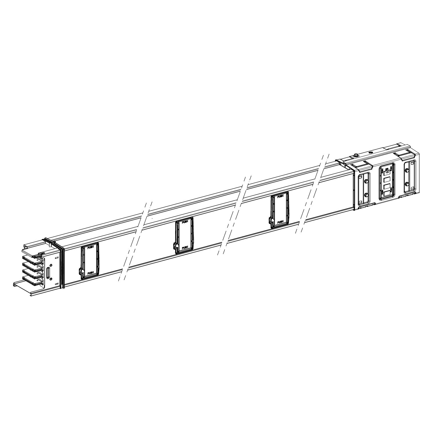 Picture of Horizontal distribution length, Canalis KSA500, aluminium, 500A, fixed length 3m, 6 outlets, 3L+N+PE, white RAL9001