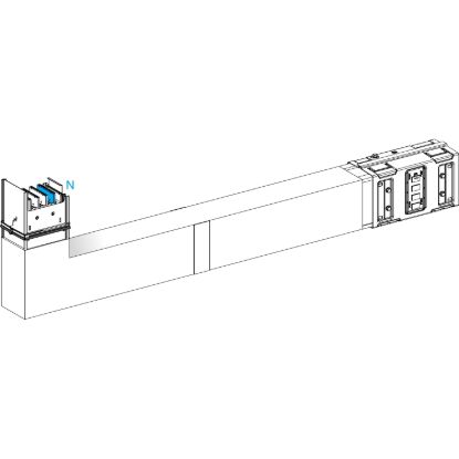 Picture of Elbow, Canalis KSA630, aluminium, 500/630A, side A made to measure with fire barrier, to go upward, 3L+N+PE, RAL9001