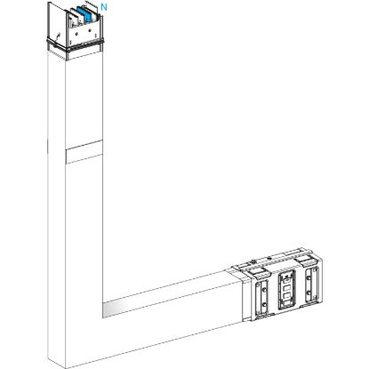 Picture of Elbow, Canalis KSA630, aluminium, 500/630A, sides A/B made to measure, 1 fire barrier, to go upward, 3L+N+PE, RAL9001