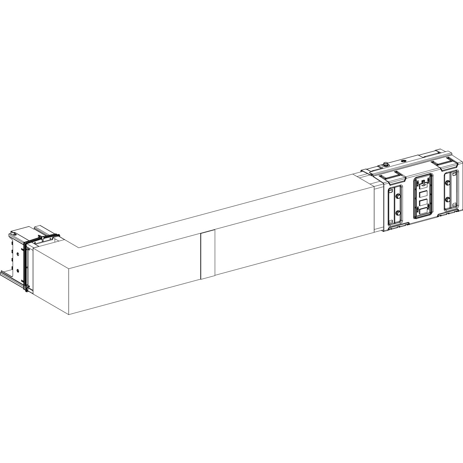 Picture of Elbow, Canalis KSA630, aluminium, 500/630A, side A made to measure with fire barrier, turns right, 3L+N+PE, RAL9001