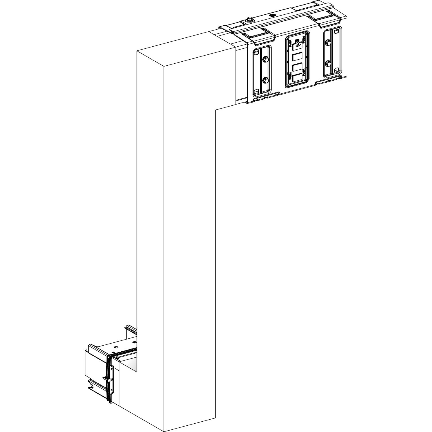 Picture of Multiple, Canalis KSA630, aluminium, 500/630A, side B made to measure, downward then turns right, 3L+N+PE, white RAL9001