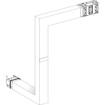 Picture of Multiple, Canalis KSA630, Alu, 500/630A, all sides made to measure, 1 fire barrier, downward then turns right, RAL9001