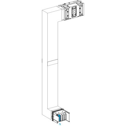 Picture of Multiple, Canalis KSA630, aluminium, 500/630A, side B made to measure, fire barrier, downward then turns left, RAL9001