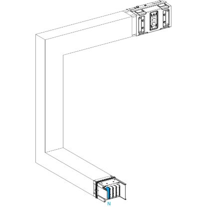 Picture of Multiple, Canalis KSA630, aluminium, 500/630A, all sides made to measure, downward then turns left, 3L+N+PE, RAL9001