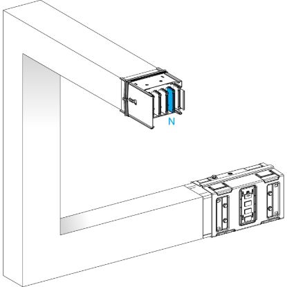 Picture of Multiple, Canalis KSA630, aluminium, 500/630A, all sides made to measure, upward then turns left, 3L+N+PE, white RAL9001