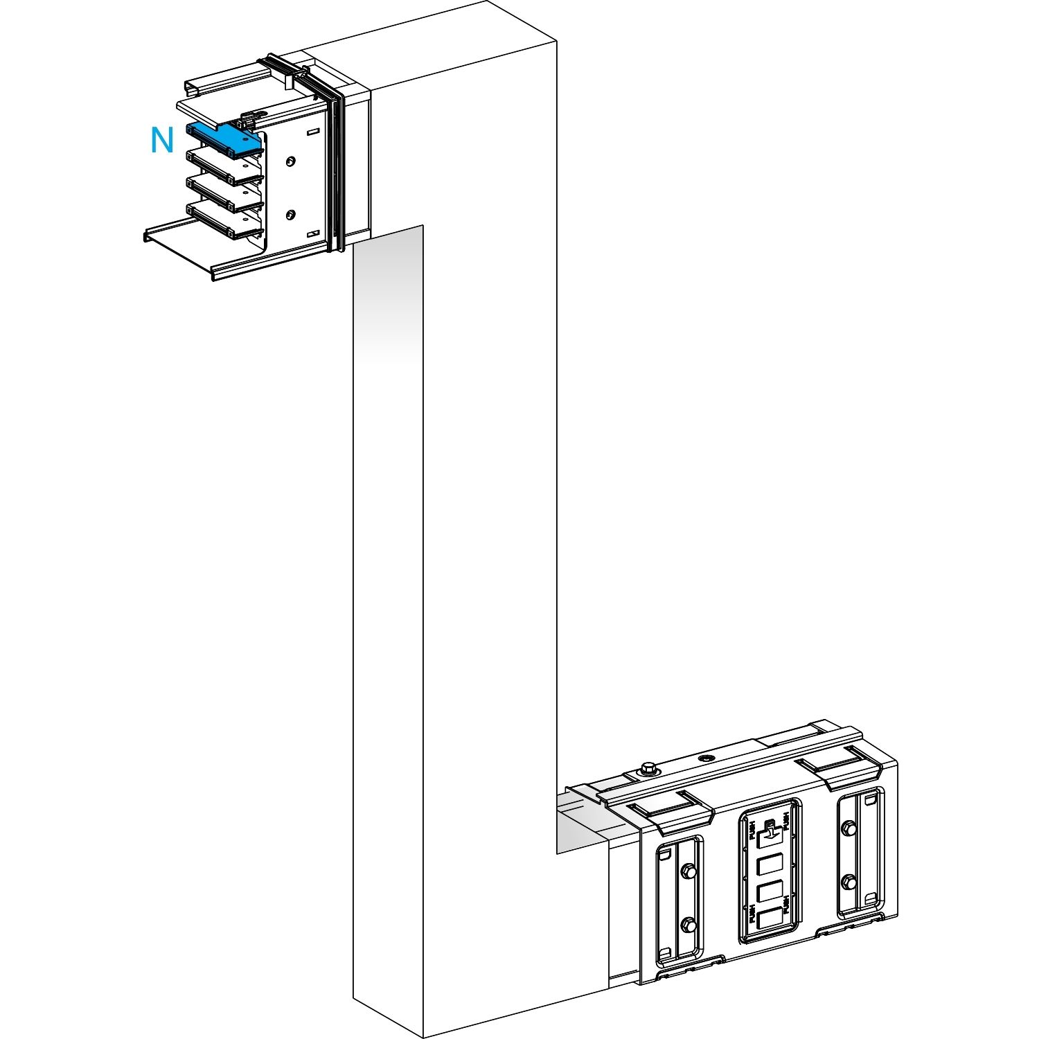 Picture of Zed, Canalis KSA630, aluminium, 500/630A, side B made to measure, upward/downward, 3L+N+PE, white RAL9001
