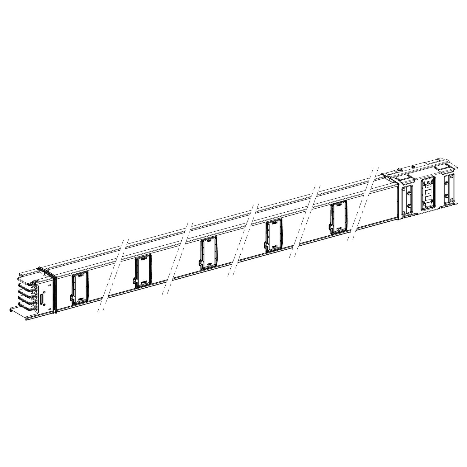 Picture of Horizontal distribution length, Canalis KSA630, aluminium, 630A, fixed length 5m, 10 outlets, 3L+N+PE, white RAL9001