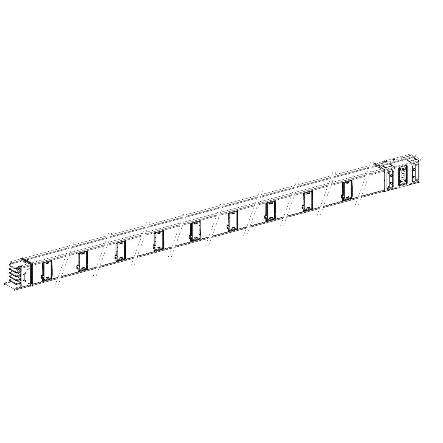 Picture of Horizontal distribution length, Canalis KSA630, aluminium, 630A, fixed length 5m, 18 outlets, 3L+N+PE, white RAL9001