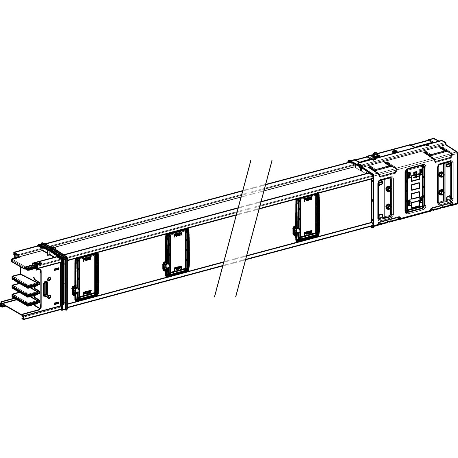 Picture of Horizontal distribution length, Canalis KSA800, aluminium, 800A, fixed length 3m, 6 outlets, 3L+PE, white RAL9001