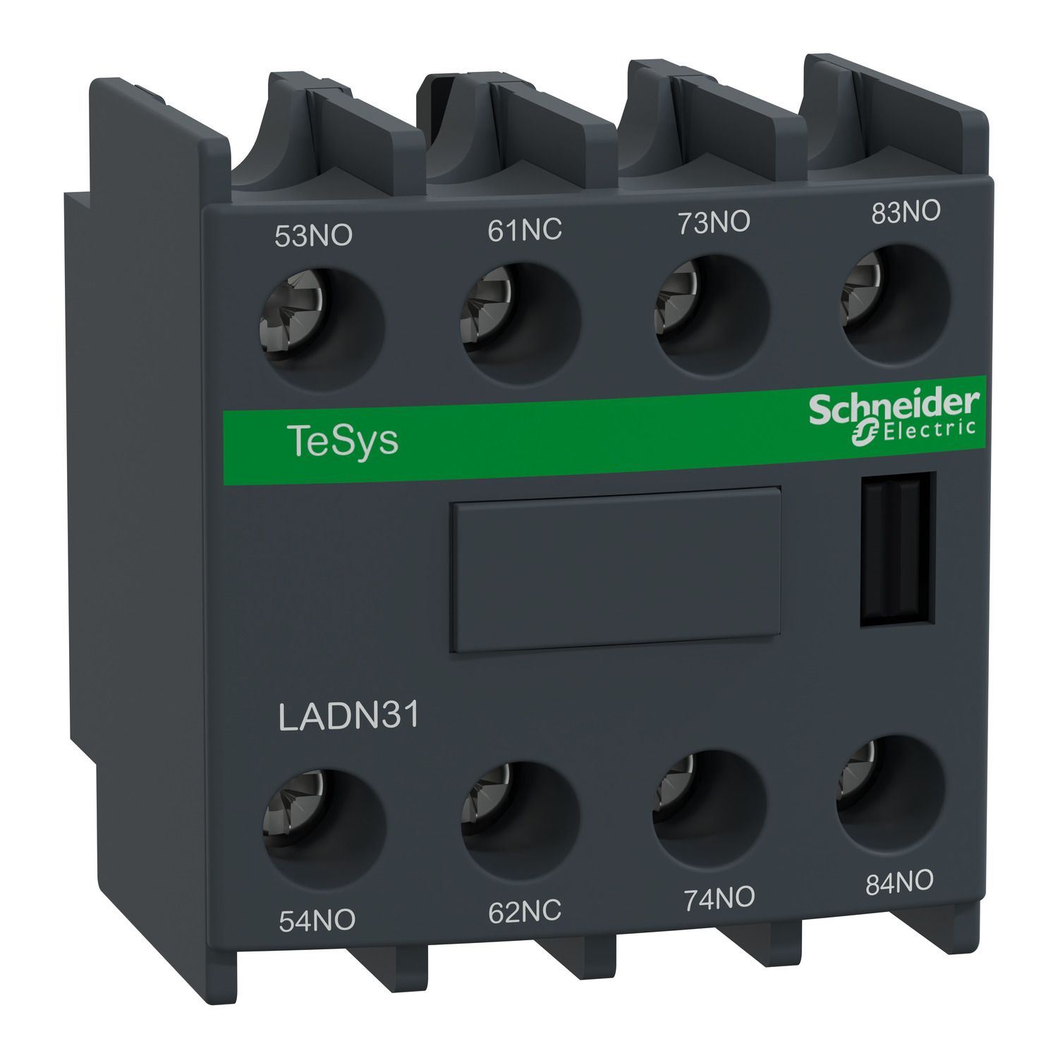 Picture of Auxiliary Contact Block, TeSys D, TeSys Deca, 3NO + 1NC, front mounting, screw clamp terminals