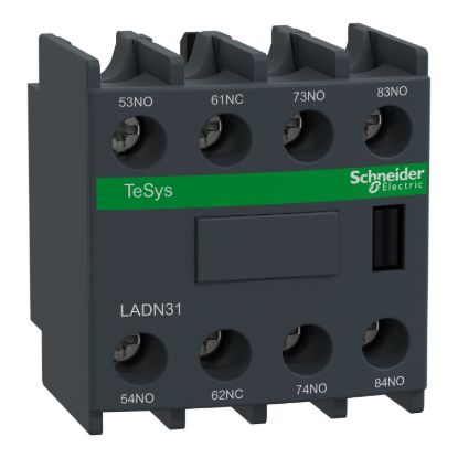 Picture of Auxiliary Contact Block, TeSys D, TeSys Deca, 3NO + 1NC, front mounting, screw clamp terminals