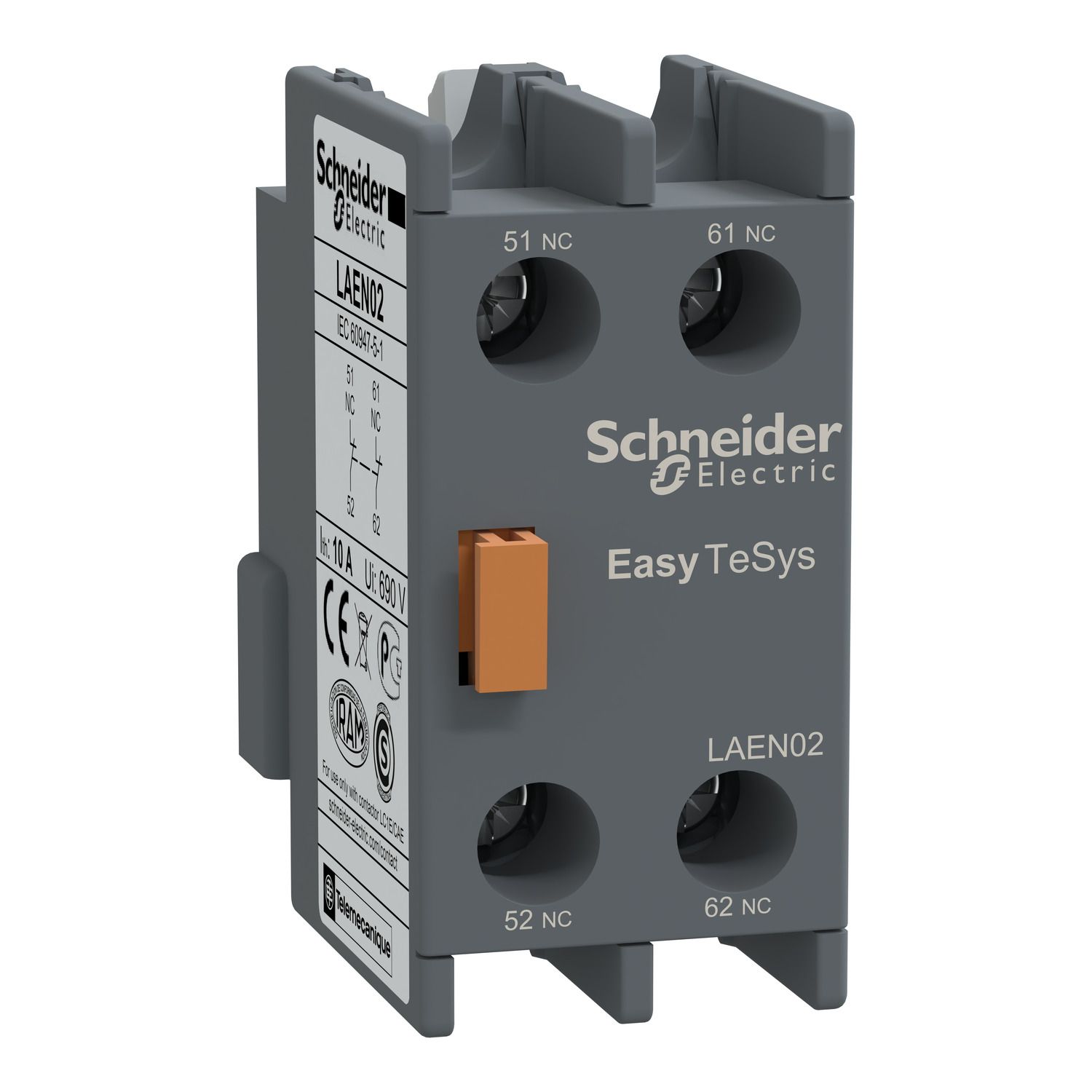 Picture of Auxiliary contact block,Easy TeSys Control,2NC,for LC1E/CAE