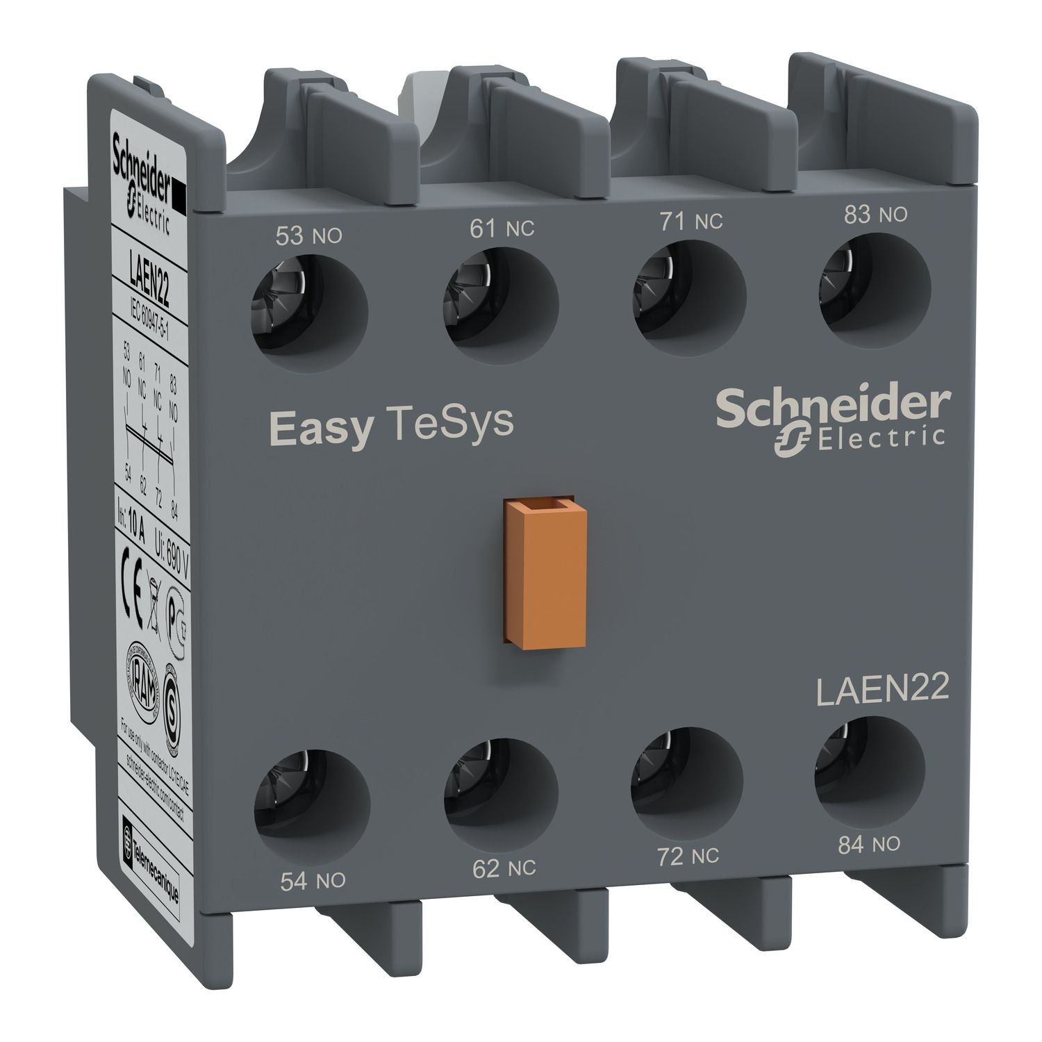 Picture of Auxiliary contact block,Easy TeSys Control,2NO+2NC,for LC1E/CAE