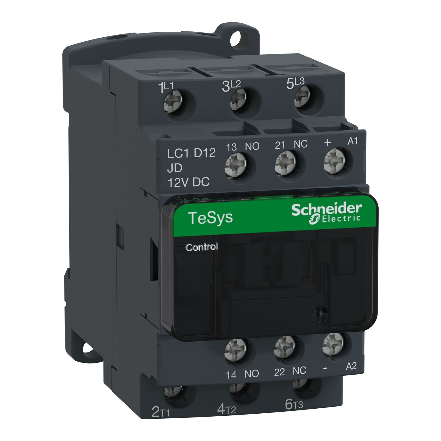 Picture of Contactor, TeSys Deca, 3P(3NO), AC-3/AC-3e, <=440V, 12A, 12V DC coil, screw clamp terminals