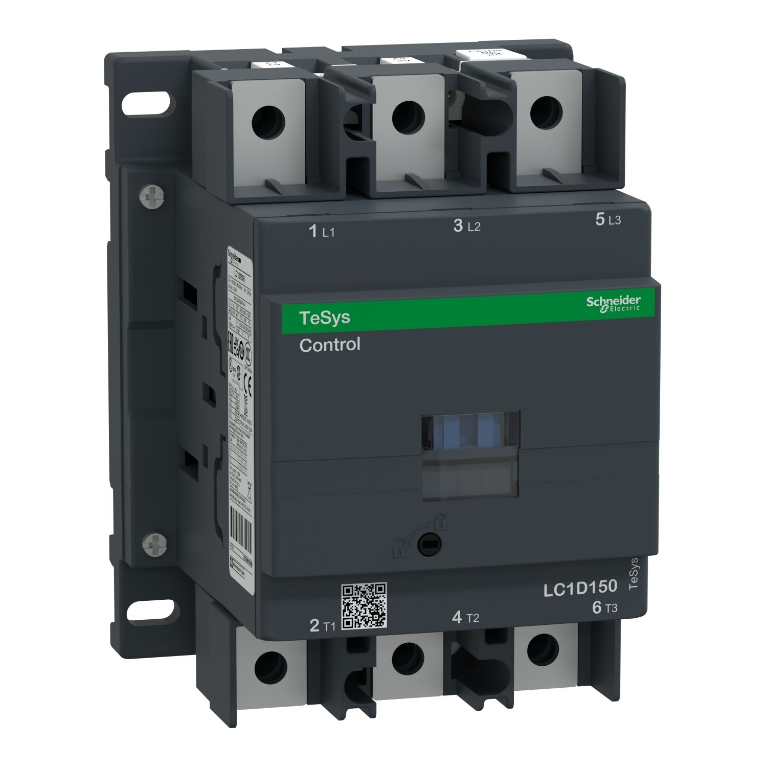 Picture of Contactor, TeSys D, TeSys Deca, 3P(3NO), AC-3/AC-3e, <=440V, 150A, 24V DC standard coil, lugs/bars terminals