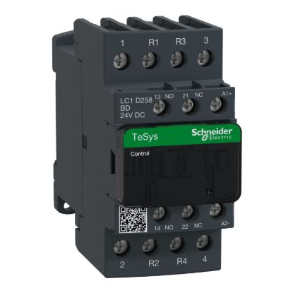 Picture of Contactor, TeSys Deca, 4P(2NO+2NC), AC-1, <=440V, 40A, 24VDC coil, screw clamp terminal