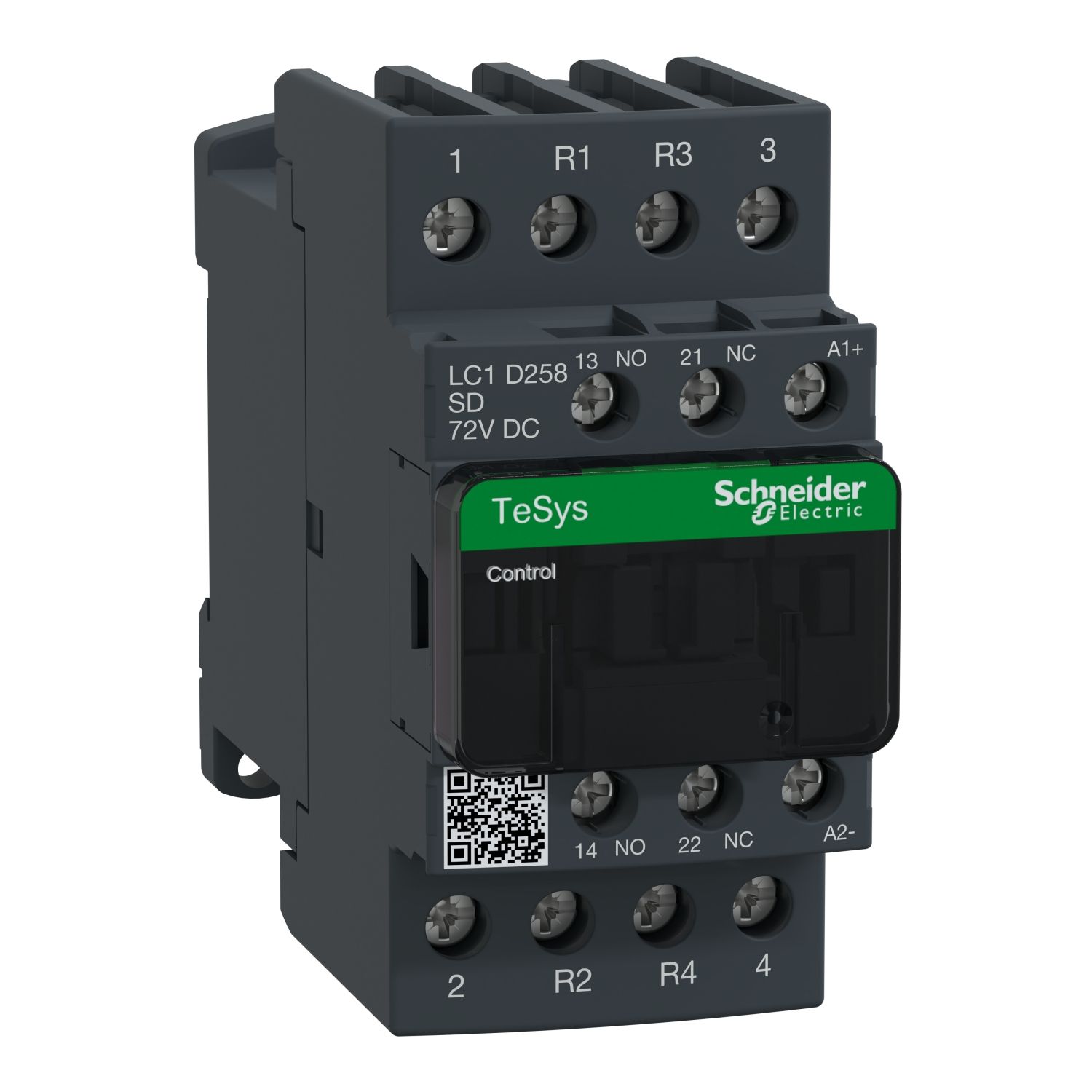 Picture of Contactor, TeSys Deca, 4P(2NO+2NC), AC-1, <=440V, 40A, 72VDC coil, screw clamp terminal