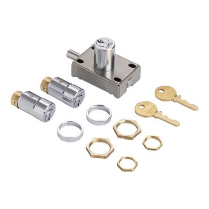 Picture of Lock and adaptation kit, SM6-24, spare part, earthing switch, flat keylock, 1 lock kit door striker and 2 locks plates