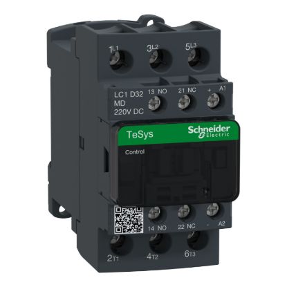 Picture of Contactor, TeSys D, 3P(3 NO), AC-3/AC-3e, 0 to 440V, 32A, 220VDC coil