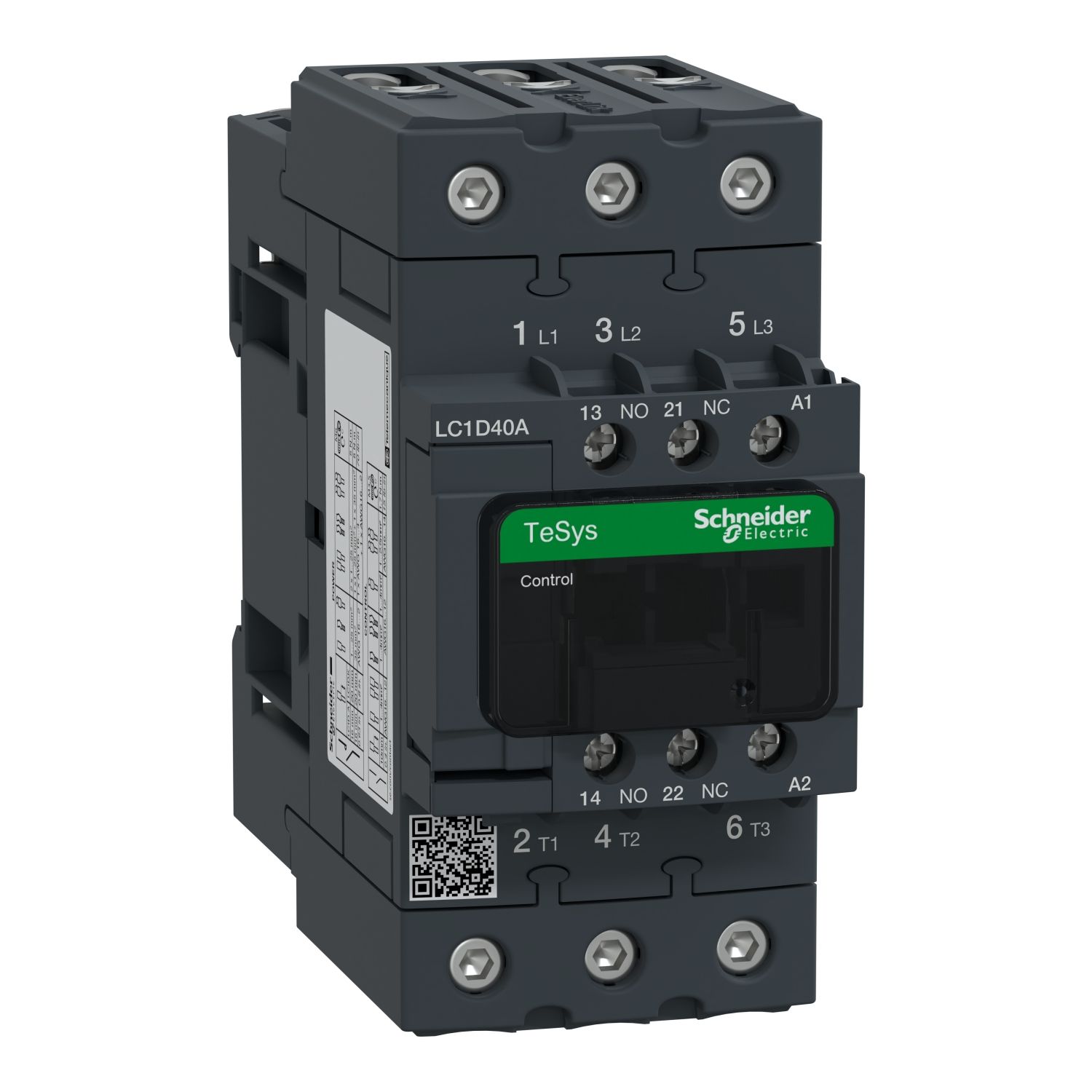Picture of Contactor, TeSys D, TeSys Deca, 3P(3 NO), AC-3/AC-3e, 0 to 440V, 40A, 440VAC 50/60Hz coil