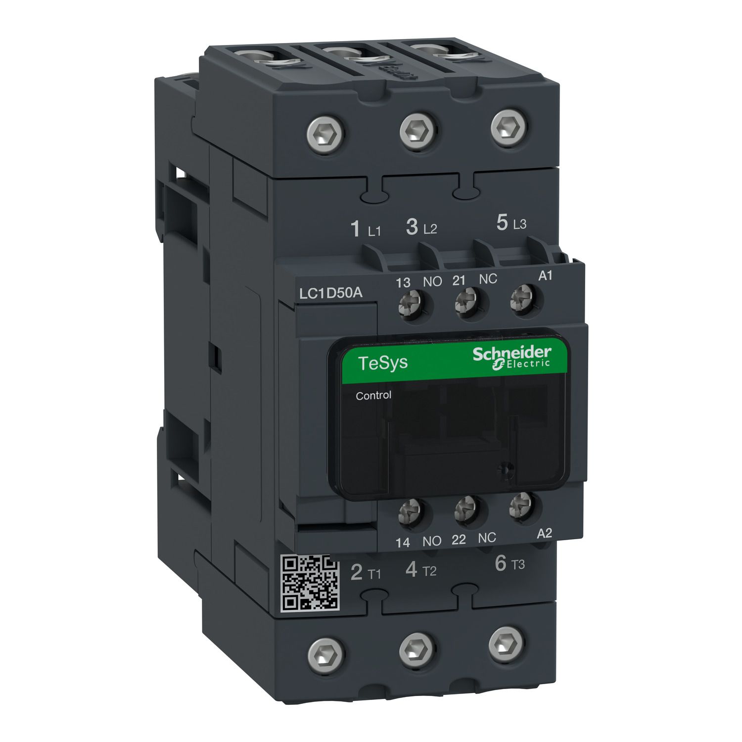 Picture of Contactor, TeSys D, TeSys Deca, 3P(3 NO), AC-3/AC-3e, 0 to 440V, 50A, 220VAC 50/60Hz coil