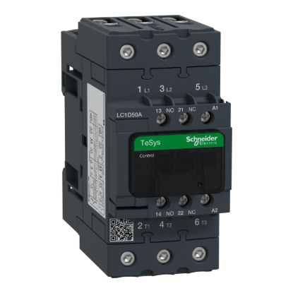 Picture of Contactor, TeSys D, TeSys Deca, 3P(3 NO), AC-3/AC-3e, 0 to 440V, 50A, 230VAC 50/60Hz coil