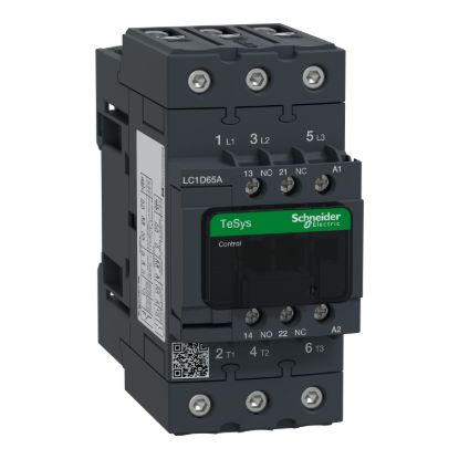 Picture of Contactor, TeSys D, TeSys Deca, 3P(3 NO), AC-3/AC-3e, 0 to 440V, 65A, 230VAC 50/60Hz coil