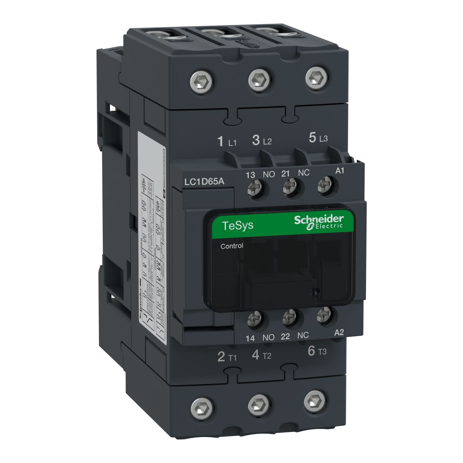 Picture of Contactor, TeSys D, TeSys Deca, 3P(3 NO), AC-3/AC-3e, 0 to 440V, 65A, 480VAC 60Hz coil