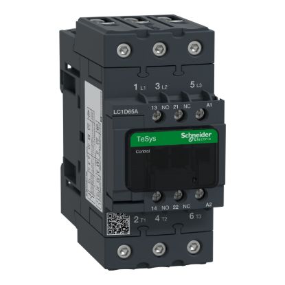 Picture of Contactor, TeSys D, TeSys Deca, 3P(3 NO), AC-3/AC-3e, 0 to 440V, 65A, 600VAC 50/60Hz coil